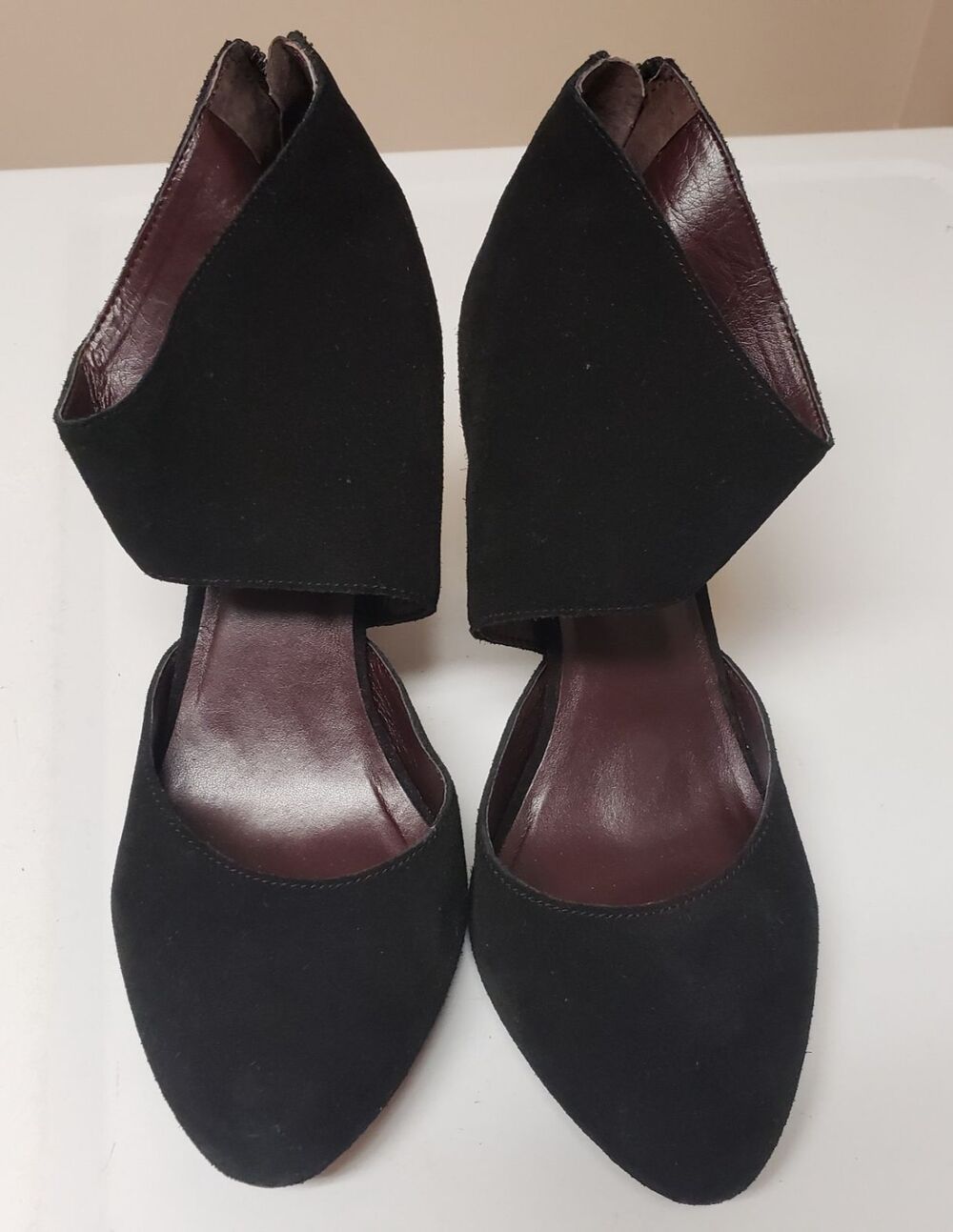 Report Signature Womens Black Suede Ankle Strap Block Heel Dress Shoes Sz 10 POE
